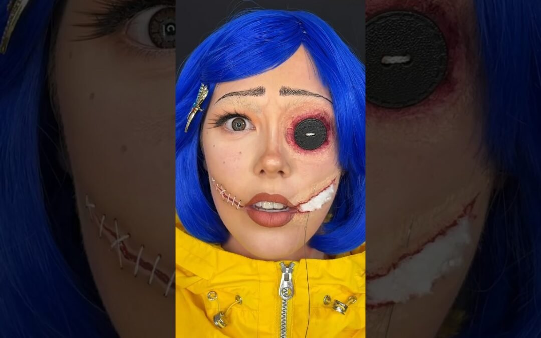 Coraline SFX Makeup! 🧵🪡 #halloween #halloweenmakeup