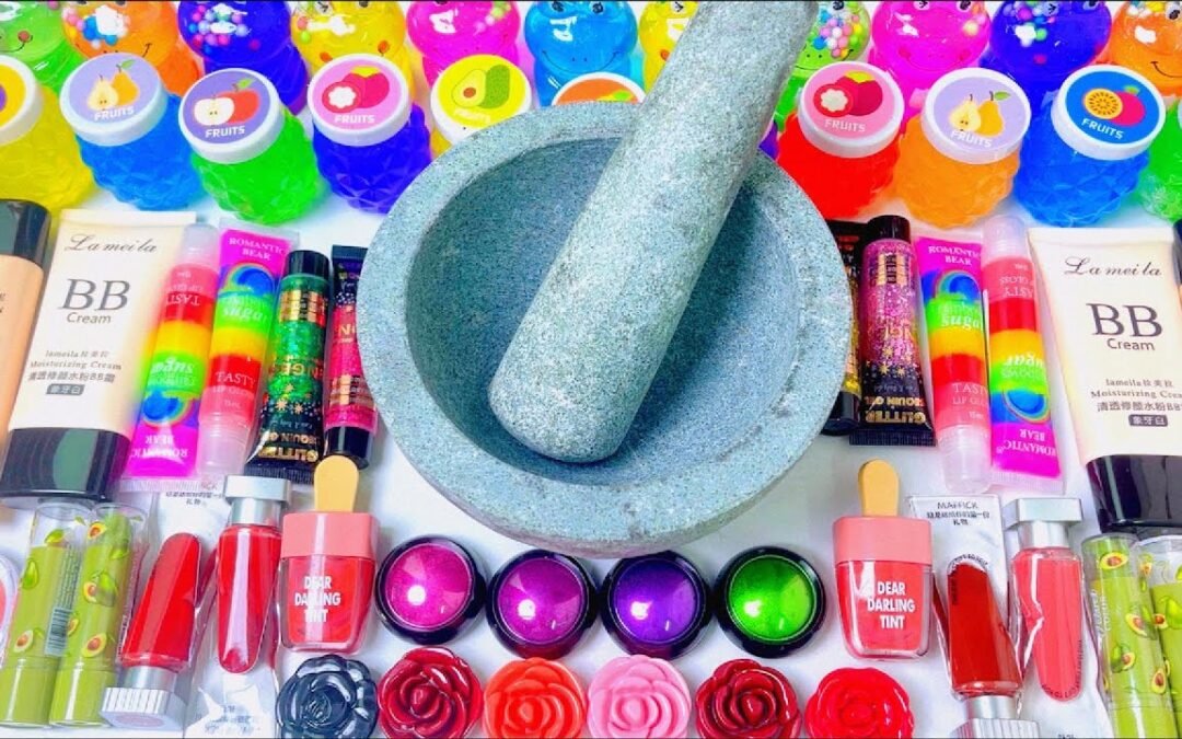 Satisfying Video Mixing Makeup Cosmetics Glitter Squishy Balls into Glossy Slime  ASMR Slime Relax