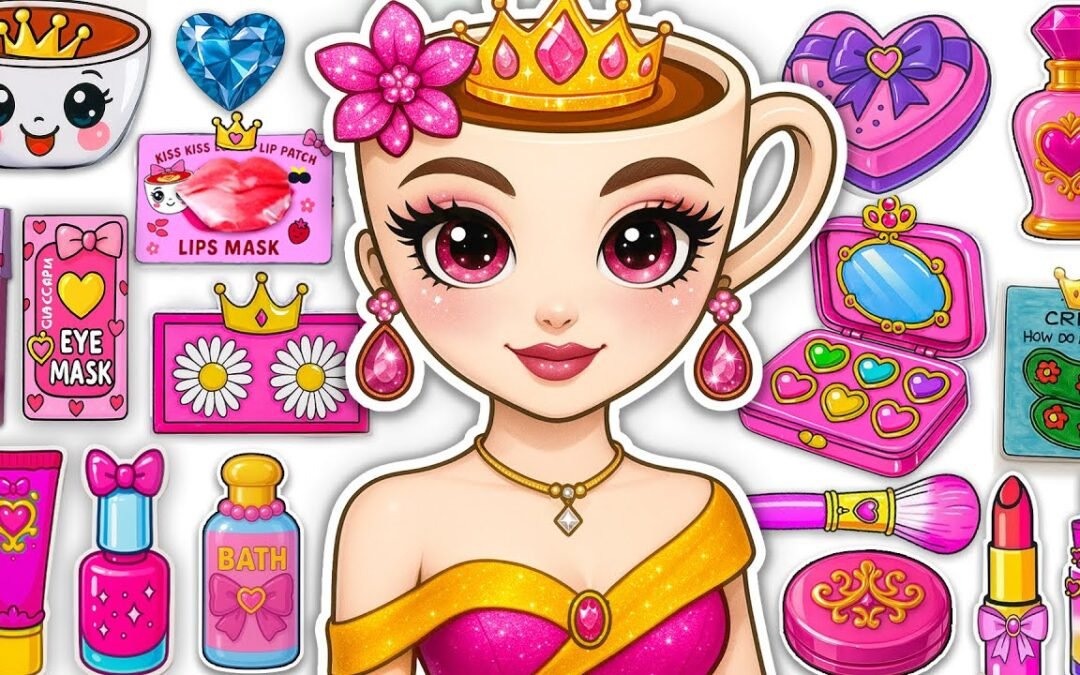 🎀Paper DIY🎀 Princess BALLERINA CAPPUCCINA Skincare + Makeup + Dress up 💄👑 ASMR Unboxing | Hana Paper