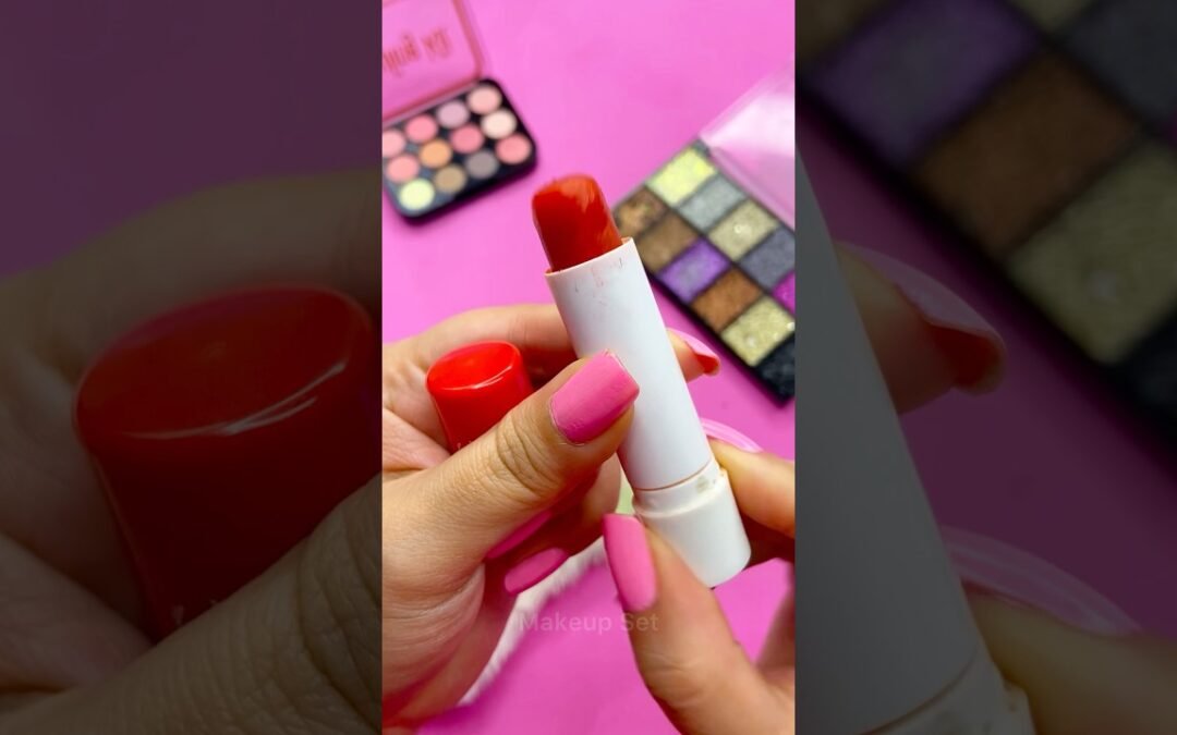 ASMR Makeup Set Fast Satisfying with Unboxing & Review Pink Sounds Video lip balm