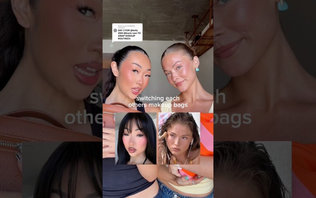 swapping makeup routines… why am I kinda OBSESSED??👀 #makeuptutorial #challenge #grwm #makeupshorts